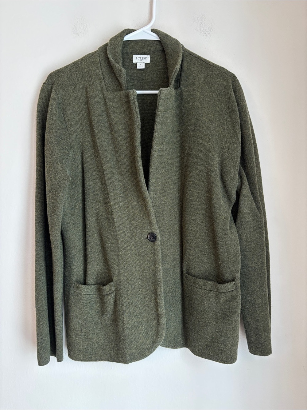 J. Crew Olive Green knit sweater Single-Button Blazer jacket women’s large work